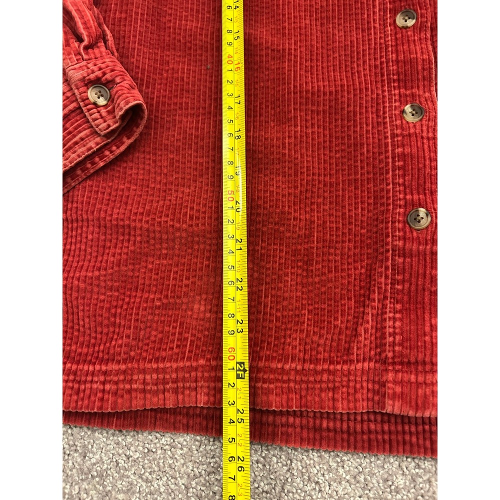 LL Bean Corduroy Button Down Shirt Womens Small Red Excellent Long Sleeve Cotton - Picture 8 of 11